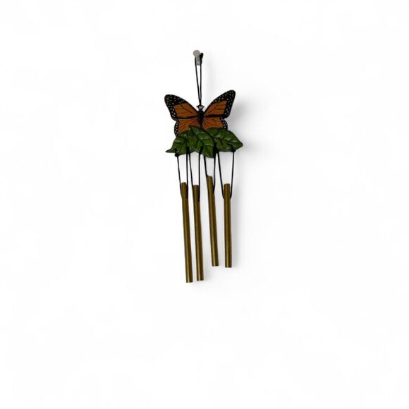VTG Small Monarch Butterfly Wind Chime Black Orange Garden Decor Cottagecore - Picture 2 of 7